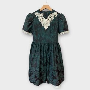 Jessica McClintock Brocade Floral Lace Girls Dress Size 16